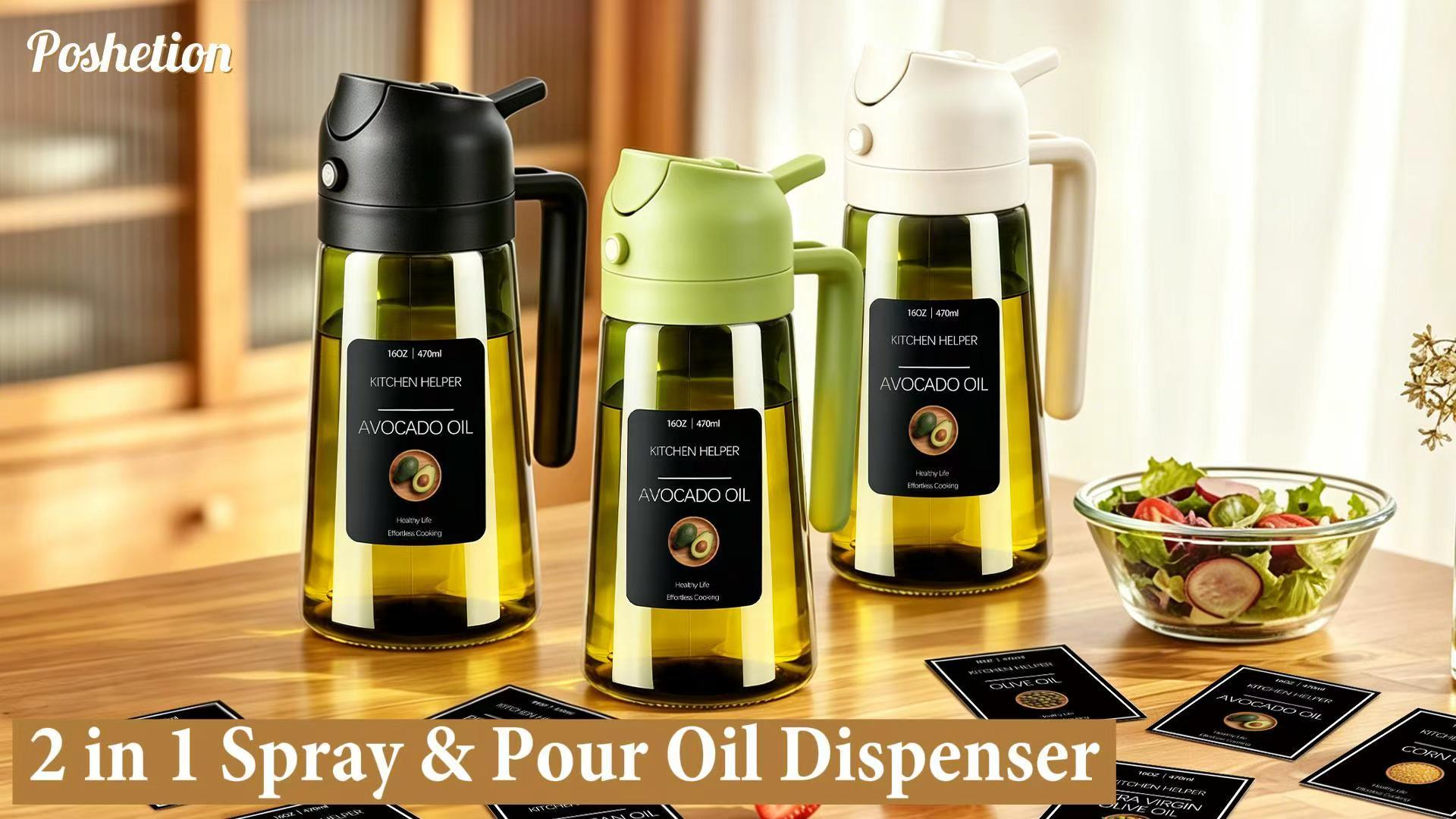 エッセンシャルオイル poteto Amazon.com: Poshetion 2 in 1 Olive Oil Sprayer for Cooking, 16oz